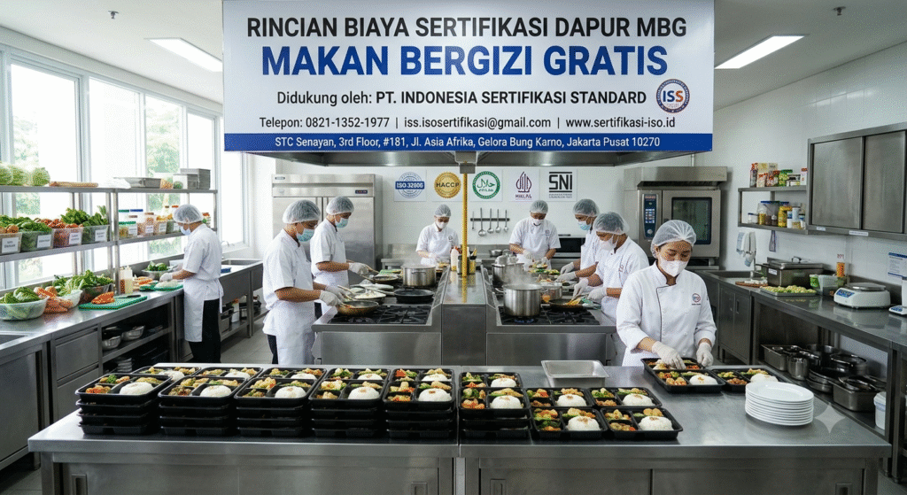 Rincian Biaya Sertifikasi Dapur MBG Makan Bergizi Gratis oleh PT Indonesia Sertifikasi Standard. STC Senayan, 3rd Floor, #181, Jl. Asia Afrika, Gelora Bung Karno, Jakarta Pusat 10270 