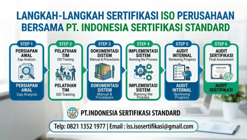 langkah-langkah sertifikasi iso perusahaan bersama Pt. Indonesia Sertifikasi standard I Telp: 0821 1352 1977 Email: iss.isosertifikasi@gmail.com