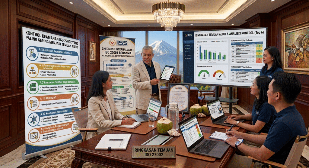 Infografis kontrol keamanan ISO 27002 yang paling sering menjadi temuan audit bersama pt. indonesia sertifikasi standard