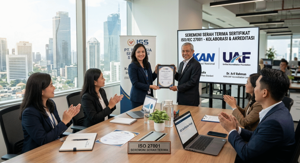 sertifikat iso 27001 akreditasi kan/UAF bersama pt.indonesia sertifikasi standard
